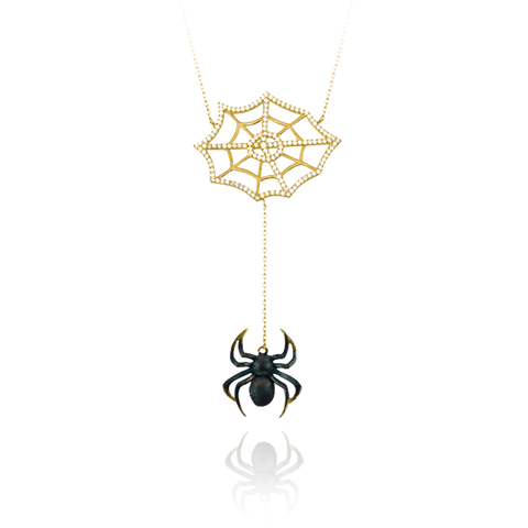 Small Burnt Web Spider Drop Necklace