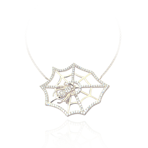 Small Hanging Web with Spider Necklace