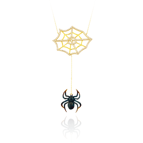 Web with Hanging Spider Necklace
