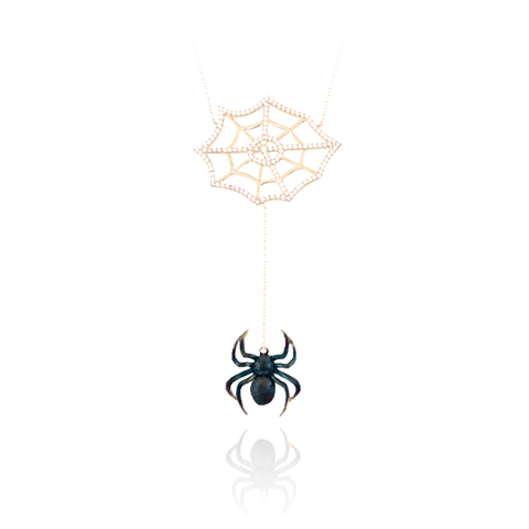 Web with Hanging Spider Necklace