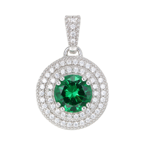 Green Alpinite Double Halo Pendant