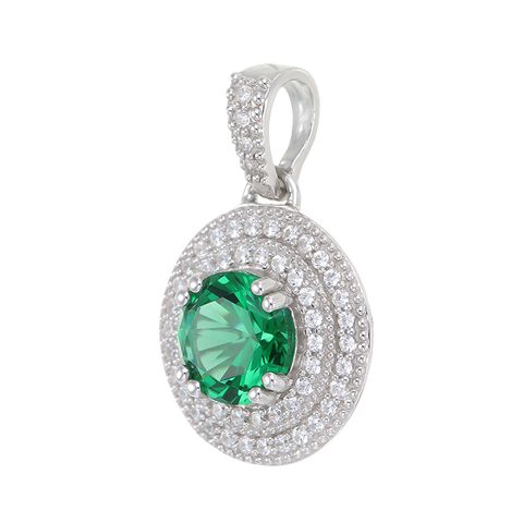 Green Alpinite Double Halo Pendant