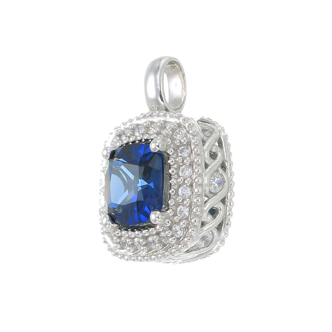 Sapphire Pendant with Radiant Accents