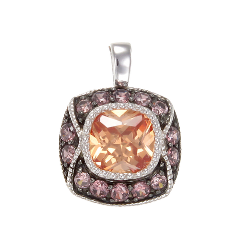 Cloisonne Champagne and Rhodolite Pendant