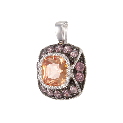 Cloisonne Champagne and Rhodolite Pendant