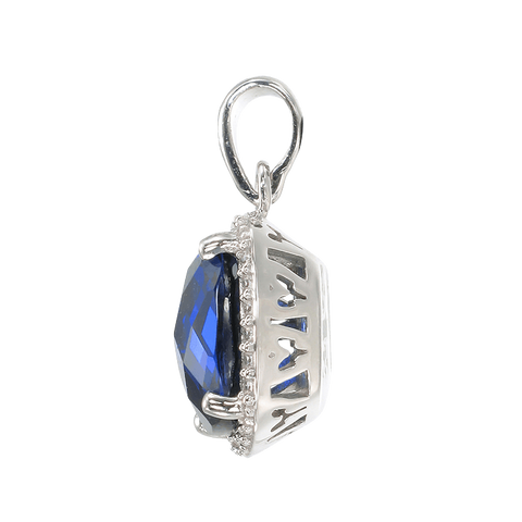 Luscious Blue Sapphire Pendant with Halo