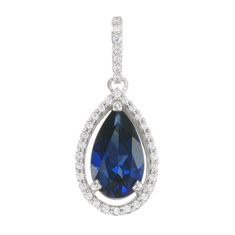 Elegant Teardrop Pendant with Blue Sapphire