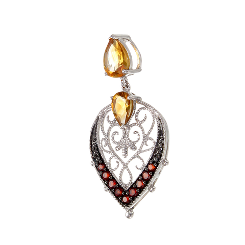 Graceful Natural Citrine and Garnet Pendant