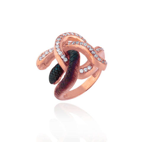Ember Knotted Snake Ring