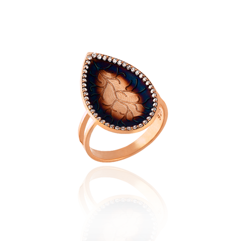 Pear Drop Coral Imprint Ring