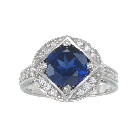 Bezel Set Vintage Inspired Blue Sapphire Ring
