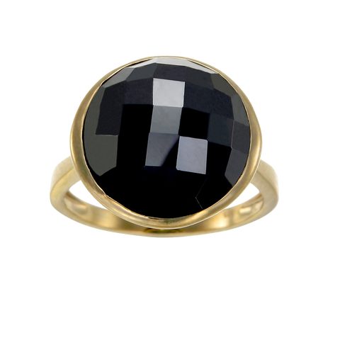 Lustrous Shimmering Black 18K Gold Vermeil Ring