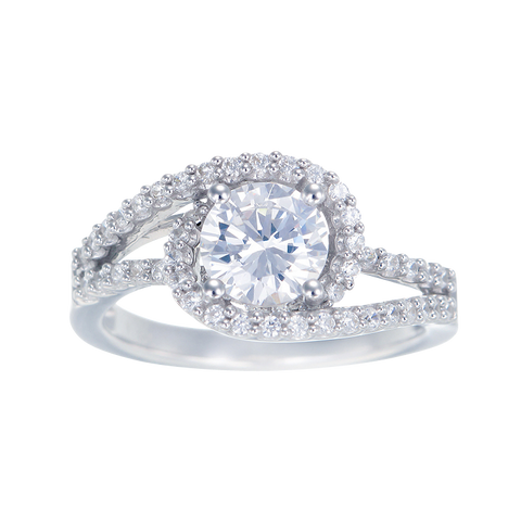 Sparkling Accented Ring with Spiral Design