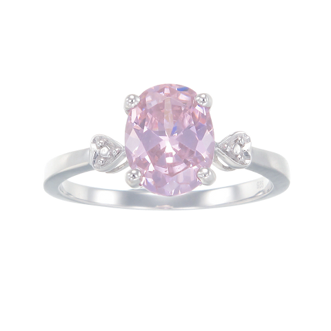 Elegant Pink Sparkling Ring with Heart Detail