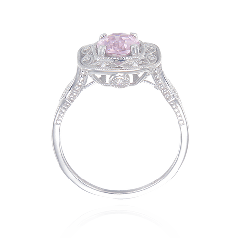 Deco Inspired Pink CZ Ring