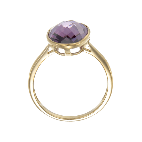 Lustrous Sparkling Amethyst 18K Gold Vermeil Ring