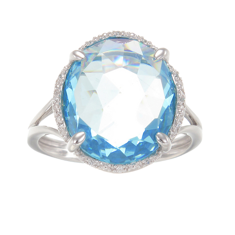 Luscious Cocktail Ring with Blue CZ