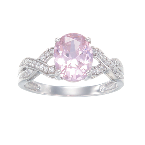 Elegant Pink Ring with Braided Band