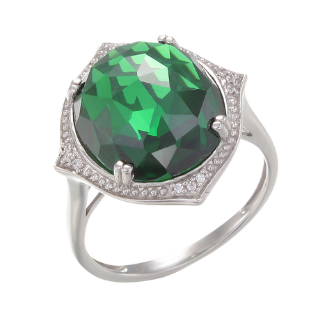 Stunning Cocktail Ring with Green CZ