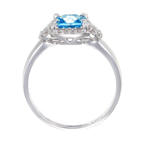Shimmering Cushion Cut Ring with Natural White Topaz