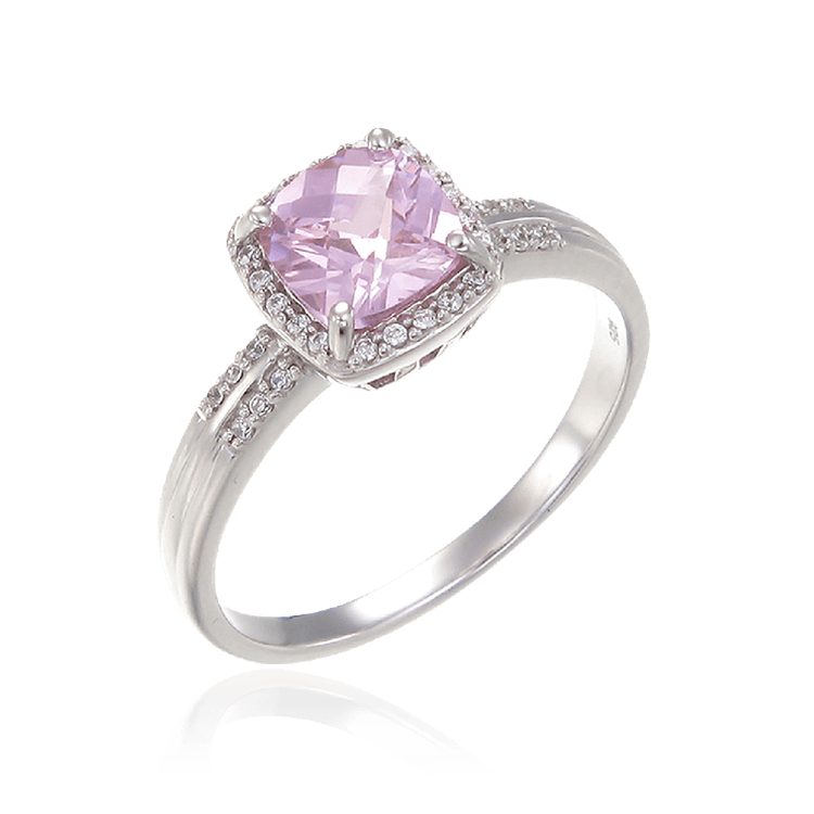 Dazzling Pink Ring with Sparkling Halo