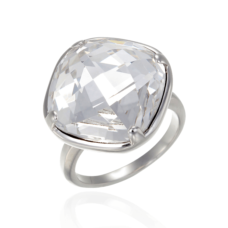 Luminous Deco Influenced White Crystal Ring
