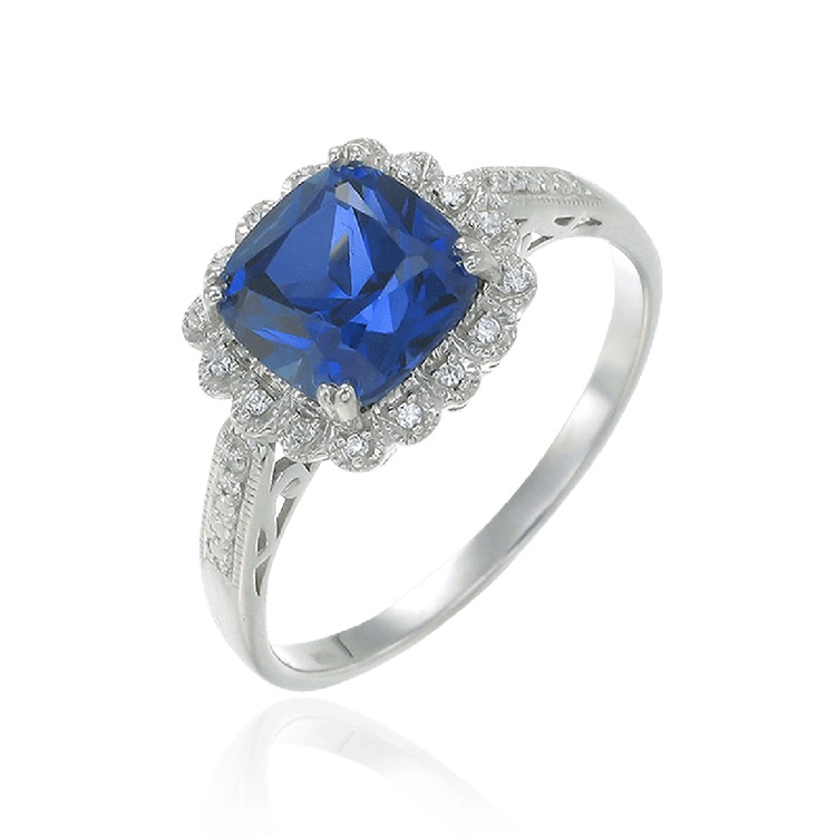 Classic Sapphire Ring with Accented Halo