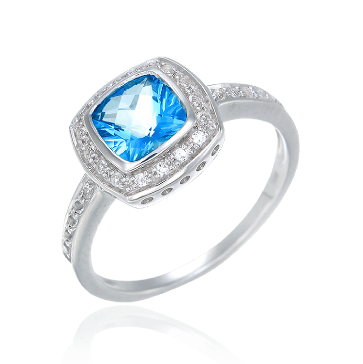 Passion Topaz Bezel Set Ring with Natural White Topaz
