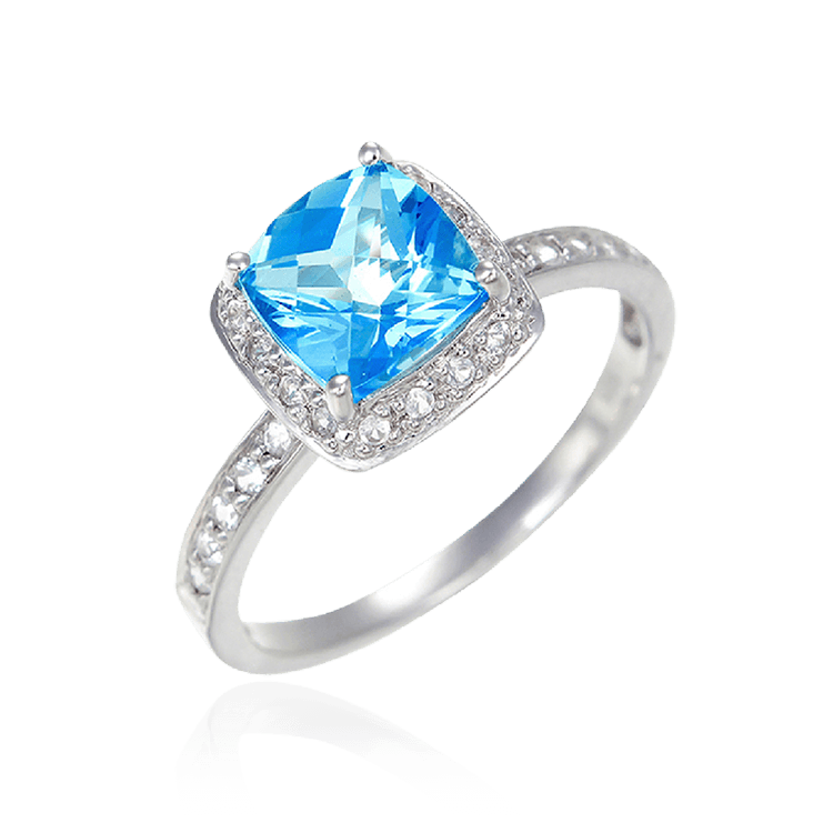 Passion Topaz Cushion Cut Ring with Natural White Topaz