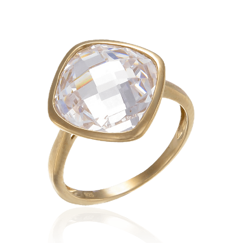 18K Gold Vermeil Sparkling White Ring