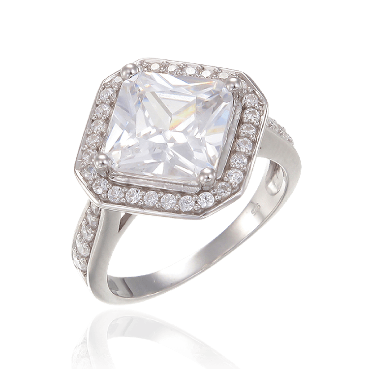 Sparkling Diagonal Square Cut Ring