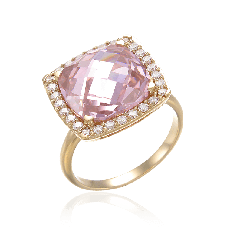 Stunning Cushion Set Pink Cocktail Ring