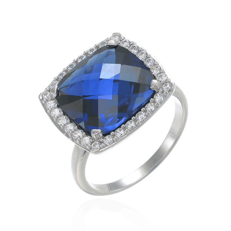 Stunning Cushion Set Blue Sapphire Cocktail Ring