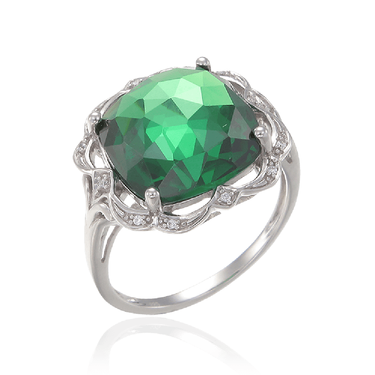 Graceful Sparkling Emerald Green Cocktail Ring