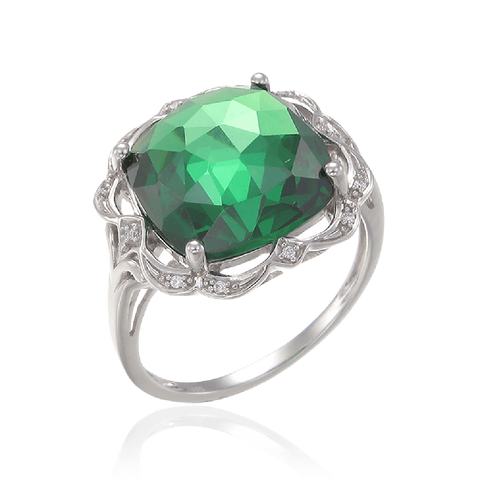 Graceful Sparkling Emerald Green Cocktail Ring