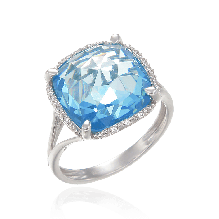 Cushion Cut Blue Ring