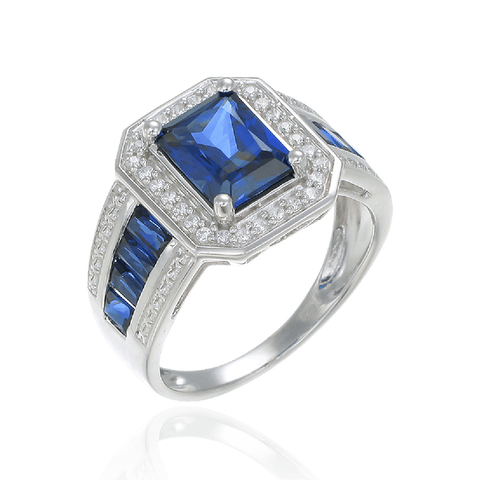 Emerald Cut Sapphire Accented Ring