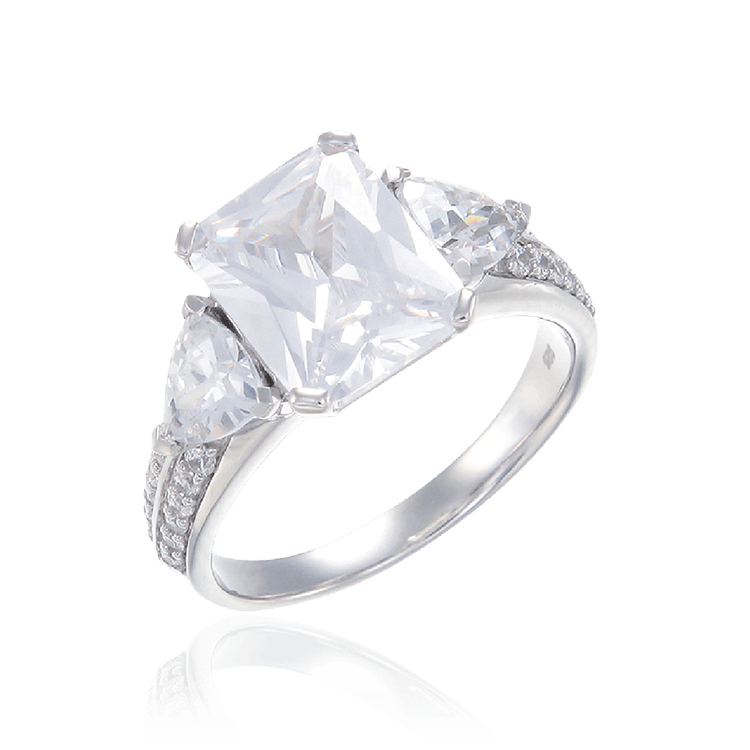 Shimmering Ring with Emerald Cut Stone
