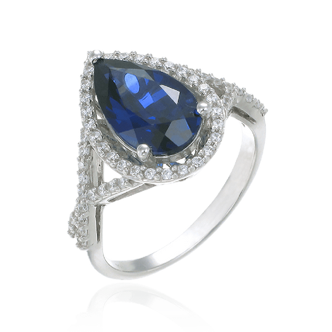 Elegant Teardrop Ring with Blue Sapphire